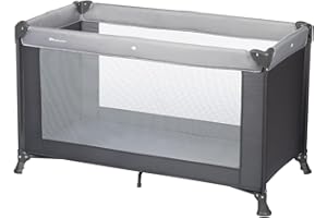 BEBECONFORT Soft Dreams Travel Cot Baby 0-3 Years (0-15kg) Lightweight Travel Cot, Wood Fibre & Foam Mattress (60 x 120cm) Carry Bag, Compact Folding, Tinted Graphite