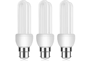 Ddlisu B22 Bayonet Cap Energy Saving Bulb 11W, 2U CFL Low Energy Light Bulbs, BC Compact Fluorescent Stick Bulbs, B2U Bayonet Light Bulbs Warm White 2700k, AC 220V, Not dimmable, 3Pack