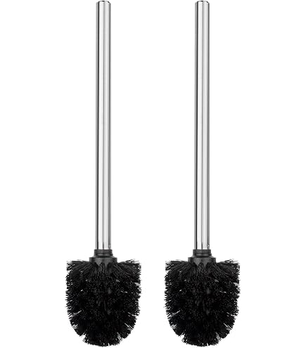 Wenko Set Spazzola E Paletta In Acciaio Inox – Manico Lungo – Argento Opaco/Nero – Design Moderno Per La Casa