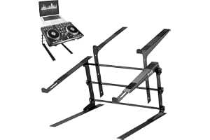 Pyle bärbart dubbelt laptopstativ, universellt stående bord med justerbar höjd, ergonomisk design och halkfria spetsar för DJ