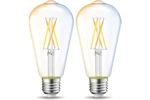 LVWIT 6.5W Ampoule E27 WiFi à Filament, Equivalent 60W, Ampoule Intelligente Dimmable à Filament Compatible avec Amazon Alexa, Google Home, Tuya Smart Life App, Aucun hub requis, Lot de 2