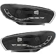 XYZ Parts Projector Upgrade Headlights Black Inner With LED Daytime Running Lights Compatible With VW Scirocco 2008-2015 Boxed Pair Replacements