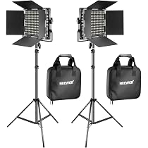 NEEWER Kit Luce LED A Pannello 15W 10,8” Con Treppiede E Porta Telefono – Bicolore Dimmerabile CRI95+ Per Streaming E Foto