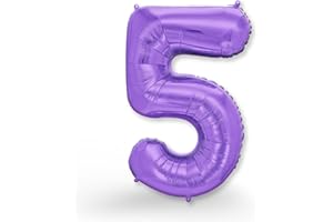 FUNXGO Palloncino Numero 5 Viola - Compleanno 5 Anni - Decorazioni Feste - Vola con l'Elio (Viola)