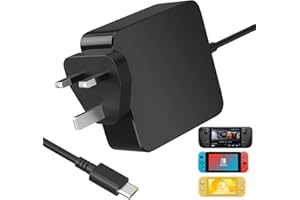 NEWDING for Nintendo Switch Charger, 65W Fast Charging 15V/3A,15V/2.6A,20V/3.25A AC Adapter for Switch/Switch OLED/Switch Dock and Switch Pro Controller Support TV Mode UK Plug