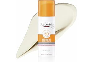Eucerin Pigment Control Sun Fluid SPF 50+ 50 ml, Crema solare viso 50+ con filtri UVA/UVB, Protezione solare viso 50+ antimacchie e iperpigmentazione, Formula adatta a tutti i tipi di pelle