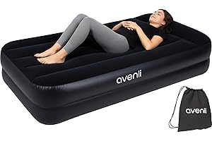 AVENLI Materasso Letto gonfiabile autogonfiabile singolo 195x96x46cm materassi autogonfiante per ospiti con pompa integrata superficie di sdraio extra alta e floccata per campeggio e casa