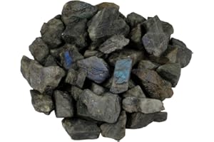 Shanxing 1lb/460g Natural Black Labradorite Large Raw Crystals Bulk Black Stone, Mineral Rocks for Tumbling Cabbing, Reiki Healing Crystals for Crafts Wire Wrapping Fish Tank Vase Plant Pot Decor