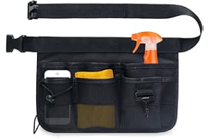 Cdemiy Borsa Porta Attrezzi, Marsupio Portautensili con Cintura, Borsa da Cintura per Attrezzi Professionale Impermeabile Regolabile, per Casa, Giardino, Camper, Pulizia (Nero)