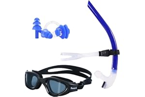 Focevi Swim Snorkel for Lap Swimming,Adult Swimmers Snorkeling Gear for Swimming Snorkel Training in Pool and Open Water,Center Comfortable Silicone Mouthpiece One-Way Purge Valve