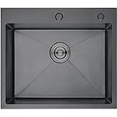 Ibergrif M85545B Countertop Kitchen Sink 55x45cm | Includes Drain Filter, Stainless Steel, Dark Grey