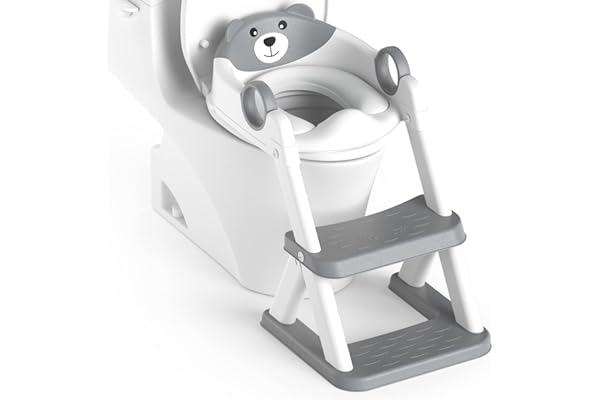 Rabb 1st Reducteur Toilette Enfant, Siège de Toilette pour Enfants Garçons et Filles, 2 en 1 Rehausseur Filles Garçons, Coussin Non-éclaboussures et Antidérapant, Tabouret d'escalier