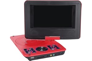 Lecteur DVD Portable HD pour Enfants de 6,8 Pouces, Lecteur CD Portable Compatible avec les Formats DVD/DVD±R/DVD±RW, Lecteur TV de Voiture Pratique Multifonctionnel pour Voiture et Extérieur(rouge)