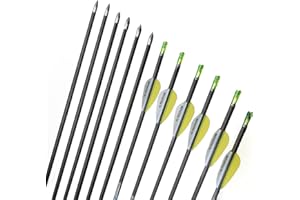 ACCMOS Flecha de Caza Spine 300 350 400 500 600 700 800 900 1000 ID 4,2 mm Flecha de Carbono Puro 30/32" Tiro al Arco Practicar Flechas, para Todas Arcos 12 pzs