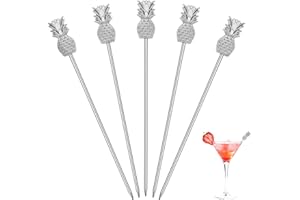 JJWNMLL cocktailspieße 5pcs Ananas - Metall Cocktail Sticks cocktail Zubehör für Getränke Cocktail rühren & Swizzle Sticks für Urlaub Party Events-Silber