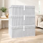 Pazar Kapısı &Ccedil;ok Ama&ccedil;lı D&uuml;zenleyici Kapaklı Sandık Tipi Kutu Hur&ccedil; Organizer 3 L&uuml; Set (Gri, Mega Plus 70 x 40 x 30)