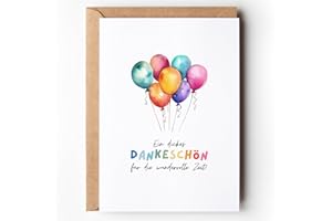 PAPERLANE BY ESSI Thank You Card for Teacher with Colourful Balloons, Gift Idea Farewell for Kindergarten, Thank You Gift, Day Mum, Greeting Card Kita Farewell with Envelope Farewell Gift (1 Card with Envelope)