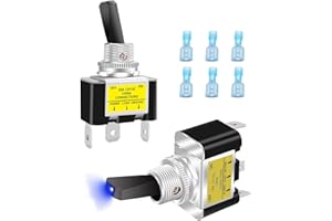 Taiss 2Pcs Rocker Toggle Switch Lighted 30A 12V DC SPST ON/OFF 3Pin Car Automative Boat With Blue LED Illuminated Light ASW-07D-2-BU-DZ