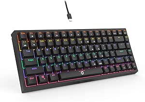 DREVO Gramr 84 Key Rainbow Backlit Mechanical Gaming Keyboard USB Wired 75% TKL Keyboard Red Switch, Black