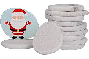 Hisredsun 10 Stück Flache Steine zum Bemalen, 8-10cm weiß Glatte Große Kieselsteine, Dekosteine Naturstein,Natürlicher Flussstein für Mandala Bemalen (Oval 10 Stück)