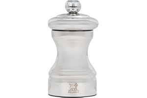 PEUGEOT - Salzmühle Bistro Chef Mill Mirror 10 cm + Salz enthalten - Klassisches Mahlwerk - Aus recyceltem Silber, PEFC-zertifiziert -