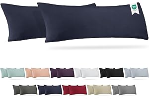 BARBONS Housse de Coussin de Dormeur Latéral 40x145 Lot de 2 – 165 g/m² Certifié Oeko-TEX, Housse de Coussin en Coton Jersey 100%, Taies Douces avec Fermeture Éclair (40x145-Marine)