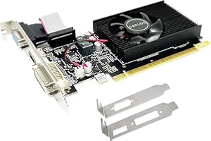 QTHREE Tarjeta gráfica GeForce GT 710, 2 GB, DRR3, 64 bits, Perfil bajo, VGA, HDMI, DVI, Tarjeta de Video de PC, PCI Express x8, Soporte 2K, DirectX 12, Ventilador único
