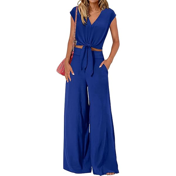 Ensemble 2 Pièces Femme : Gilet Sans Manches + Pantalon Large - Tailleur D'Été Élégant Pour Bureau Ou Sortie