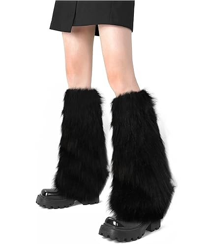 Guêtres En Fausse Fourrure Pour Femme - Jambières Y2K Pour Bottes - 40cm Noir - Douces Et Chaudes - Cadeau Hiver Parfait
