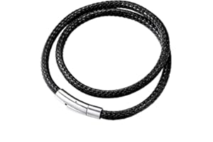 Richsteel Mens Waterproof Leather Bracelet, Customisable Monolayer/Double Layers Braided Wax Rope Bracelets for Men, 18/20/22CM, Come with Gift Packaging