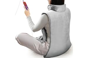 Mefine Poduszka grzewcza na plecy z automatycznym wyłączaniem, szybkie nagrzewanie pleców, 6 poziomów temperatury i 4 timery, nadaje się do prania, elektryczna poduszka rozgrzewająca na plecy,