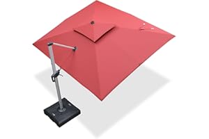 PURPLE LEAF Parasol Déporté Inclinable Rectangulaire 2.7 x 3.65 m, Parasol De Jardin Extérieur Toit à Double Rotatif 360°, Parasol Terrasse Extérieur XXL, Rouge rouillé