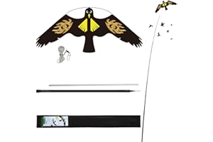 Laptony Bird Scarer Flying Kite Crops Farm Protector Bird Hawk Flying Kite with 4m Telescopic Pole