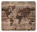 Produktbild Rustikal World Map Maus Pad, World Atlas Reflection auf horizontale Eichen mit Zeilen Region Platz Thema, Standard Größe Rechteck rutschfeste Gummi Mauspad, Braun