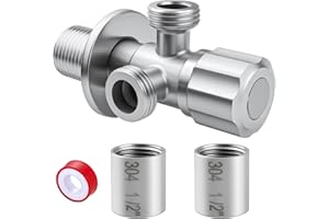 BITEFU Wasseranschluss Wasseranschluss, 1 Stück Eckventil 1/2 Zoll,Edelstahl Doppel Eckventil,Regulierventil Abgang,Gehäuse aus Edelstahl 304, Kern aus Messing,für Wandgewinde 1/2