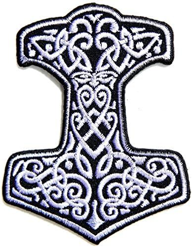 Mjolnir Viking Thor Hammer Loki Odin Skins Iron on Embroidered Patch 3.1/8.2cm X 2.4/7cm by Fotopad cartoon patch