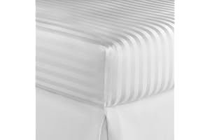 MIA we dress your home Set di biancheria da letto di qualità alberghiera, 300 fili, morbide strisce bianche (super king, lenzuolo con angoli bianchi)