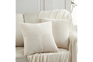 FDTERN 2er Set Creme Beige Kordsamt Kissenbezug 50x50 Weich Moderne Dekorative Kissenbezüge Kissenhülle Dekokissenbezug Sofakissen Dekokissen Boho Herbst Deko für Sofa Schlafzimmer Wohnzimmer Balkon