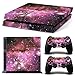 Produktbild Stillshine PS4 Skin Aufkleber Sticker Folie schützende Haut Schale für Sony Playstation 4 Konsole und 2 Controller (Pink Galaxia)