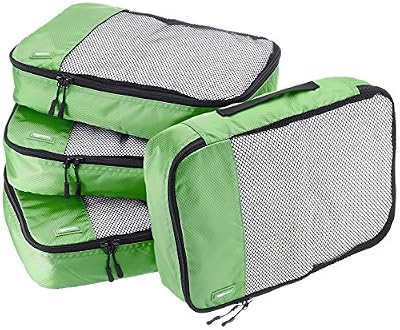 AmazonBasics Lot de 4 sacoches de rangement pour bagage Taille M, Vert