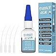 WAN2TLK Rubber Glue, Weatherproof Rubber Cement with 4 Applicator Nozzles, Fast Curing, Rubber Glue for Tyres, Shoes, DIY Crafts, Rubber Edge, Inflatable Toy, (25, Grams)