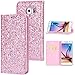 Produktbild Sycode Elegant Edel Stilvoll Luxus Rosa Glitzer PU-Leder Buchstil Wallet Brieftasche Schutzhülle Etui für Samsung Galaxy S6 Edge-Rosa