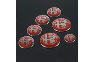HENGYUESHANG pour Alfa·Romeo Autocollants D'insigne De Voiture, 74mm Autocollant D'emblème Arrière De Capot Avant, 56mm Autocollants De Roue De Voiture, 40mm Autocollants De Volant Car Styling (Gules)