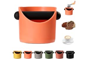 MORAINJAY 0.45L Scatola per Fondi di Caffè Arancione,Knock Box Compatto con Barra Antivibrante e Base Antiscivolo, Accessorio per Macchina Espresso e Barista