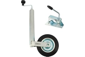 MECA24 Roue Jockey - Tube Acier 48mm - Jante métal - Bride de Fixation Acier diam. 48mm - Compatible Tous Types de remorques