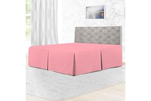 Rohi king Size Pleated Base Valance Sheet – Polycotton Base Valance Sheet with Extra Deep 16” Skirt – Wrinkle Free & Fade Resistance – Easy Care Fitted Bed Sheets – (Fit Under Mattress,Pink)