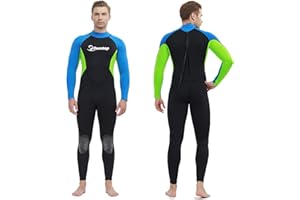 WENLIA Traje de Neopreno para Hombre 3mm Neopreno Mantener Caliente Trajes de Surf Manga Larga con Cremallera Frontal Traje de Baño para esnórquel, Buceo, natación, Surf