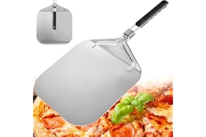 QINERSAW Pala per Pizza con Manico Pieghevole Paletta Pizza Professionale 63,5 * 32 cm con 1 Rotella Tagliapizza Pala Pizza Alluminio per Forno e Barbecue per Cuocere Pizze