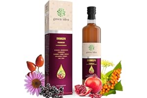 ‎GREEN IDEA Green idea - IMMUN Sirup mit Echinacea, Beta Glucan 500 ml Spurenelementen und Vitaminen - Immunsystem stärken- große Flasche - ohne künstliche Süßstoffe - Immunsystem-Komplex - Produkt EU - VEGAN