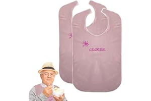 Acboor Baberos para adultos, 2 unidades, color rosa divertido, estampado con texto en alemán "Ich KLECKER NOCHT, I CH DECOORIERE!" Baberos lavables para personas mayores, baberos grandes,